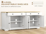 White Modern Sideboard, Buffet Cabinet with Storage Drawers & Adjustable Shelves for Living Room, 43250078
