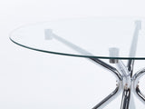 Dining Table with chrome metal leg and tempered glass,Modern Space Saving Kitchen Table for Living W234P351122