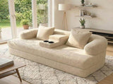 70 inches 2-in-1 Convertible Sleeper Sofa Bed with Cup Holders, Apricot Chenille Loveseat with W5156P546724