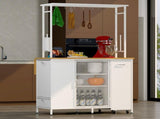 Kitchen Island with Storage Space, Breakfast Bar with Folding Flip-Up Panel, Large Storage Cabinet W2167P210778