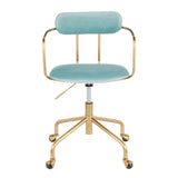 Demi Contemporary Office Chair in Gold Metal and Light Blue Velvet by LumiSource B202P223898