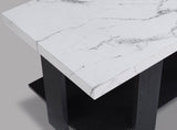 Gray 3-Piece Cocktail Set White Faux Marble Table Top Coffee Table and Two Matching End Tables B011P316852