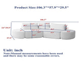 106.3-inch V-shaped modular sofa set in chenille fabric, featuring three throw pillows and W3505P383965