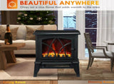 Electric Fireplace Freestanding Stove Heater with Realistic Flames 14.25"x9.5"x18" Black 29633557