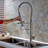 Kitchen Faucet with Pull Down Sprayer Brushed Nickel Stainless Steel Single Handle Kitchen Sink W1932124165