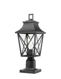 Outdoor Post Light, Black Pole Lantern Lighting Fixture with Pier Mount Base Hard Wired, Outdoor W2714P218535