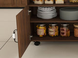 Multi-Functional Folding Table with Storage Shelves and Wheels, 47 Inch Foldable Dining Table for W2700P437587