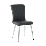 Modern Charcoal PU dining chair, cloth upholstered chair, electroplated metal chair legs, suitable W210P224293
