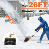 500W Cordless Snow Shovel - 11in Wide 6.3in Deep, 26ft Snow Throwing, 45&deg Rotatable Guide Plates, 40429603