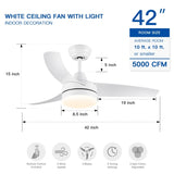 ZNTS 42 inch indoor white ceiling fan with LED light W1367P146456