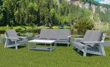 HIPS Loveseat with Cushion, Wood Grain Outdoor Garden Sofa,White/Grey W1209114906
