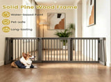 Adjustable Expandable Wooden Pet Gate 22 Inch Tall Freestanding Safety Fence, Gray Pine Wood Slide 24213249