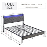 ZNTS Full Bed Frame Storage Headboard, Charging Station and LED Lights, Upholstered Platform Bed W1916124801