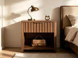 () 1 Drawer 1 Shelf Honeycomb Board MDF Bedside Table 20*15*24.5in Dark brown 52003423