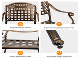 Patio Chairs Set of 2 - Stackable Outdoor Cast Aluminum Dining Chairs with Vintage Bronze Finish and 93816729