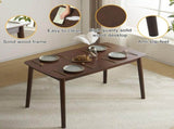 Rubber wood soft bag deep walnut dining table and chair set 1 table 4 chairs beige cushion 57935654