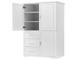 Tall and Wide Storage Cabinet with Doors for Bathroom/Office, Three Drawers, White 17634715