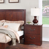 2 Drawers Pine Wood Nightstand, Cherry B016P257268