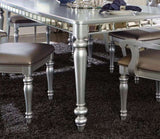 ZNTS Glamourous Silver Finish Rectangular Dining Table 1pc Draw Leaf Mirror Trim Apron Dining Room B01152297