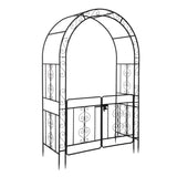 ZNTS 134.5*58.5*213cm Arc Roof Double Layer With Door Wrought Iron Iron Arch Courtyard Black 03609529