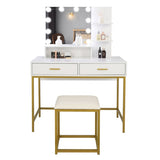 ZNTS Large Vanity Set with 10 LED Bulbs, Makeup Table with Cushioned Stool, 3 Storage Shelves 2 Drawers, 23103945