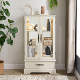 Glass Cabinet Lighted Glass Cabinet Curio Display Cabinet with Adjustable Glass Shelves 2 Doors and W2275P178889