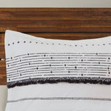 Cotton Printed Comforter Set with Trims Black/White King/Cal King B03596417