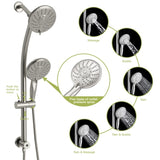 5" Multi Function Dual Shower Head, with Adjustable Slide Bar,Brushed Nickel W1243136681