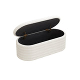 Storage Chenille Ottoman Bench Upholstered Fabric Storage Bench End of Bed Stool with Safety Hinge W2336P251192