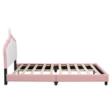 ZNTS Full size Upholstered Princess Bed With Crown Headboard,Full Size Platform Bed with Headboard and WF303337AAH