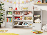 White Kids Toy Organizer with 8 Storage Bins, Anti-Tipping Design Open Shelves Cabinet for 3 Years 75512140