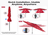 10 FT 3-Layer Solar Patio Umbrella, 32 LED Lights Market Umbrella with Adjustable Tilt, 8-Rib 60119567