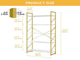 5 Tier Bookshelf, Modern Gold& White Bookcase, Open Bookcase Storage Organizer for Bedroom, Living 74837435