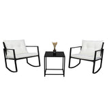 ZNTS Single 2pcs Coffee Table 1pc Exposed Rocking Chair Three-Piece Set Black 86452493