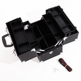 ZNTS SM-2083 Aluminum Alloy Makeup Train Case Jewelry Box Organizer Black 14313615