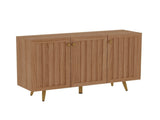 46.9" W Fluted 3-Door Sideboard Buffet Cabinet with 3 Shelves, Oak B2757P605811