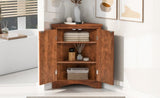 Brown Triangle Bathroom Storage Cabinet with Adjustable Shelves, Freestanding Floor Cabinet for Home WF291467AAD