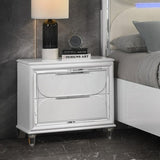 Glamorous Pearl White Finish Nightstand with Drawers Storage Durable Acrylic Legs Wooden Modern B2741P324365