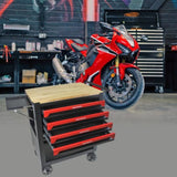 4 DRAWERS MULTIFUNCTIONAL TOOL CART WITH WHEELS AND WOODEN TOP W110265906