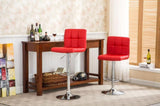 Swivel Faux Leather Adjustable Hydraulic Bar Stool, Set of 2, Red T2574P164842