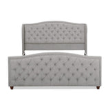 ZNTS Marcella Upholstered Shelter Headboard Bed Set, King, Silver Grey Polyester B2719P238222