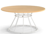 Natural 47" Round Dining Table , Family-Sized for 4-6 People, Hourglass Metal Base & Curved Tabletop 29145753