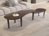 360 degree rotatable coffee table with walnut color wood grain OAK veneer tabletop for living room, W2899P372751
