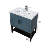 32" Bathroom Vanity White Ceramic Sink & Hot and Cold Faucet , Freestanding Bathroom Cabinet W688P224392