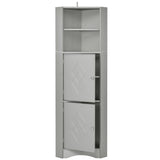 Tall Bathroom Corner Cabinet, Freestanding Storage Cabinet with Doors and Adjustable Shelves, MDF WF293800AAG