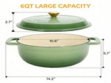 Cast iron 6QT cooking pot - Gradient red - Includes two silicone gloves - Enamel pot 76397171