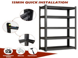 5-Tier Metal Storage Shelving, Industrial Utility Rack, Adjustable Height Bookcase for Living Room, W1831P504779
