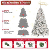 5FT Flocked Christmas Tree with 300 UL Lights and 27 Natural Pine Cones Snowy PVC Tips, 600 Tips, T3637P339740