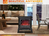 Black Freestanding Electric Fireplace Stove, 750W/1500W Heater with Realistic Flame Effect & 28390366