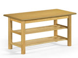 Natural Rubberwood 3-Tier Shoe Rack Bench 24" 485LBS Capacity Entryway Storage Bench 81468557